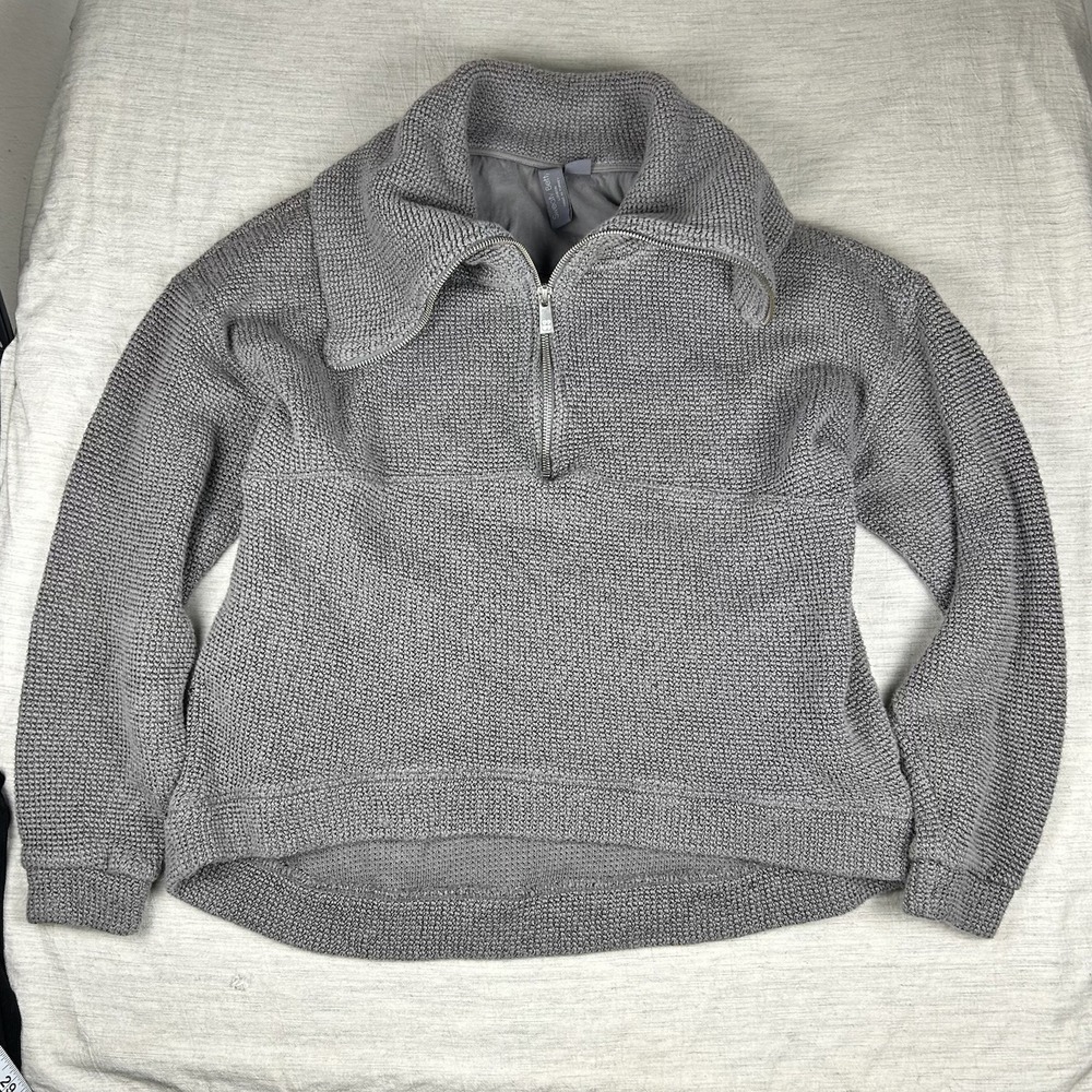 SWEATY BELLY Sweatshirt 6 Restful Boucle 1/2 Zip Cowl Neck Boxy Jumper Gray - Picture 2 of 4